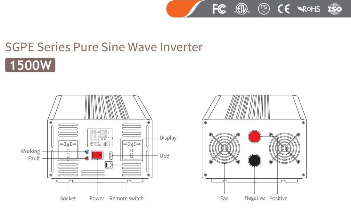 Inversor de onda sinusoidal pura con cargador Inversor de onda sinusoidal modificada