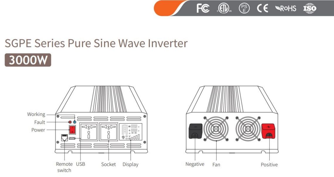 Pure sine wave inverter yokhala ndi charger Modified sine wave inverter