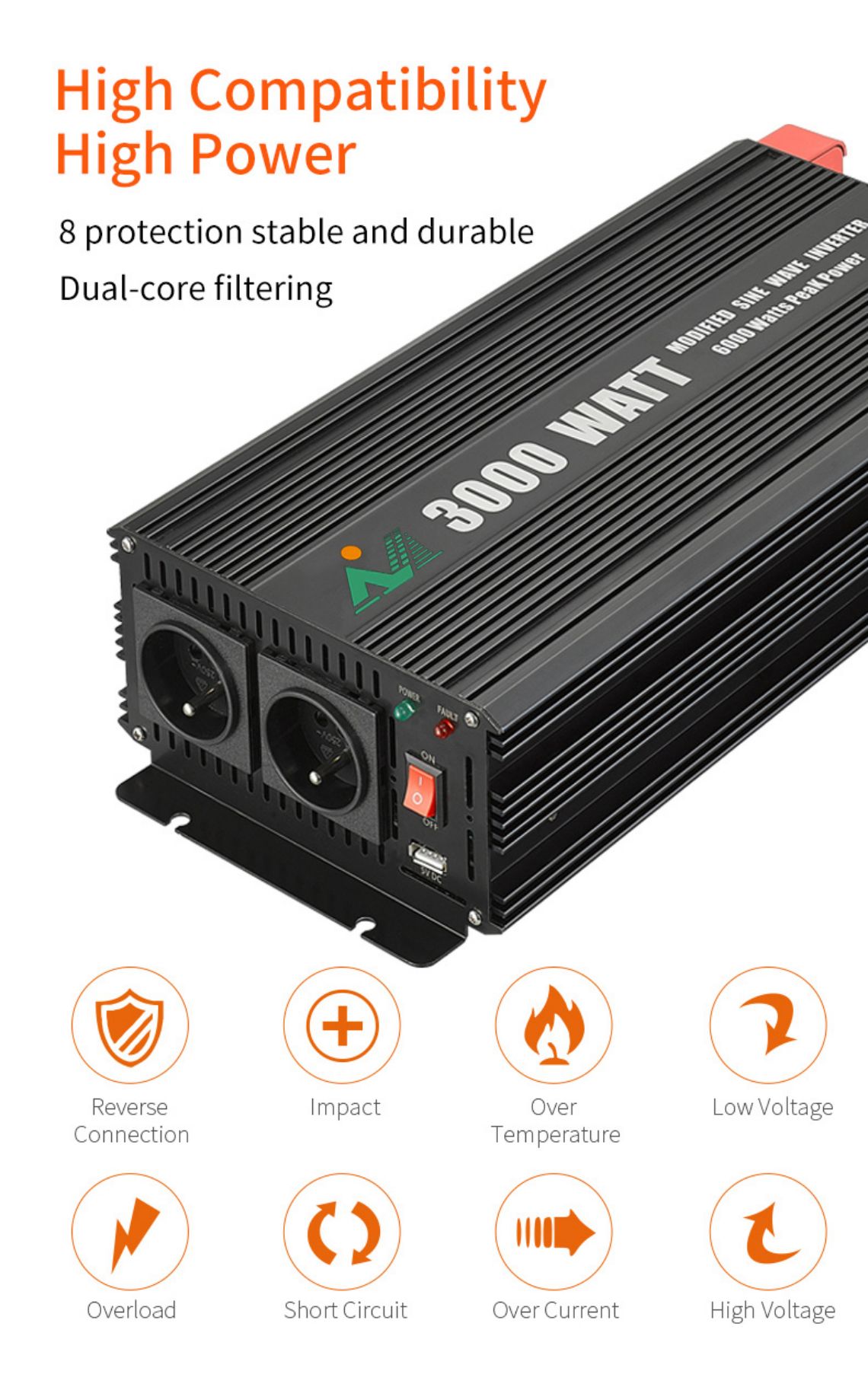 ថាមពល Inverter រលកដែលបានកែប្រែ