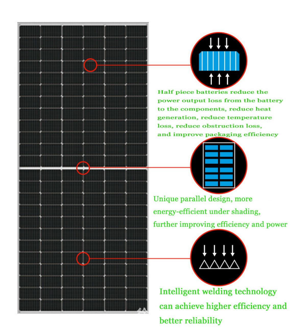 Modules solaires PERC double face en silicium monocristallin