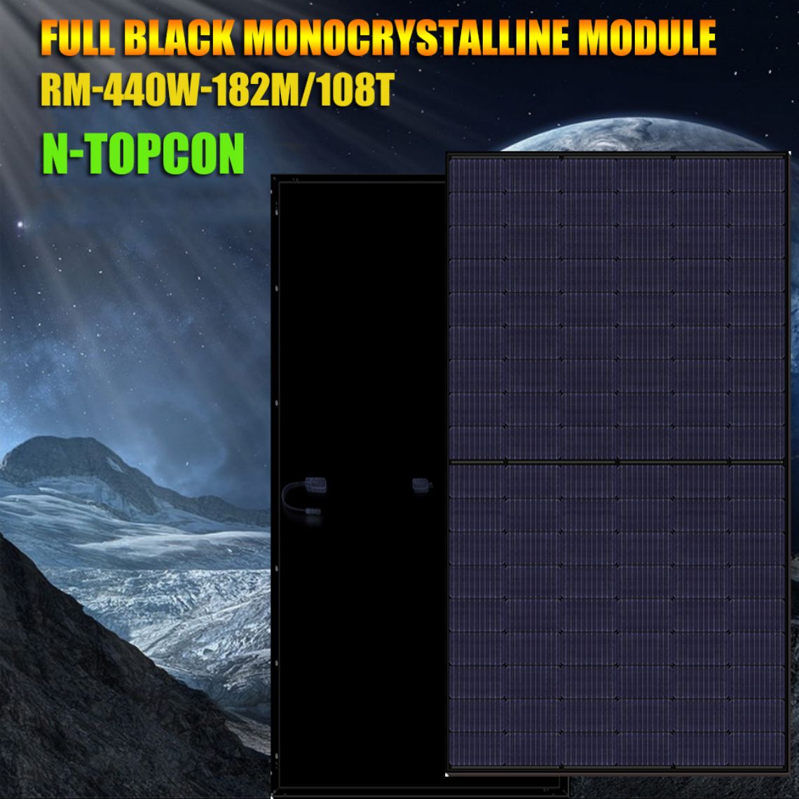 Povsem črn solarni monokristalni silicij, enostranski modul N-TOPCon