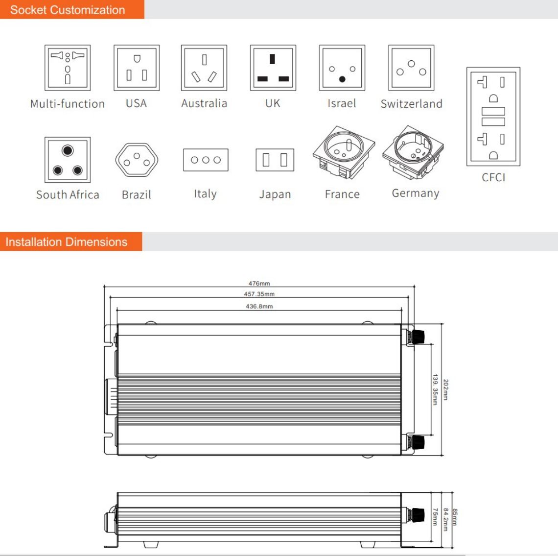 Pure sine wave inverter with charger Modified sine wave inverter