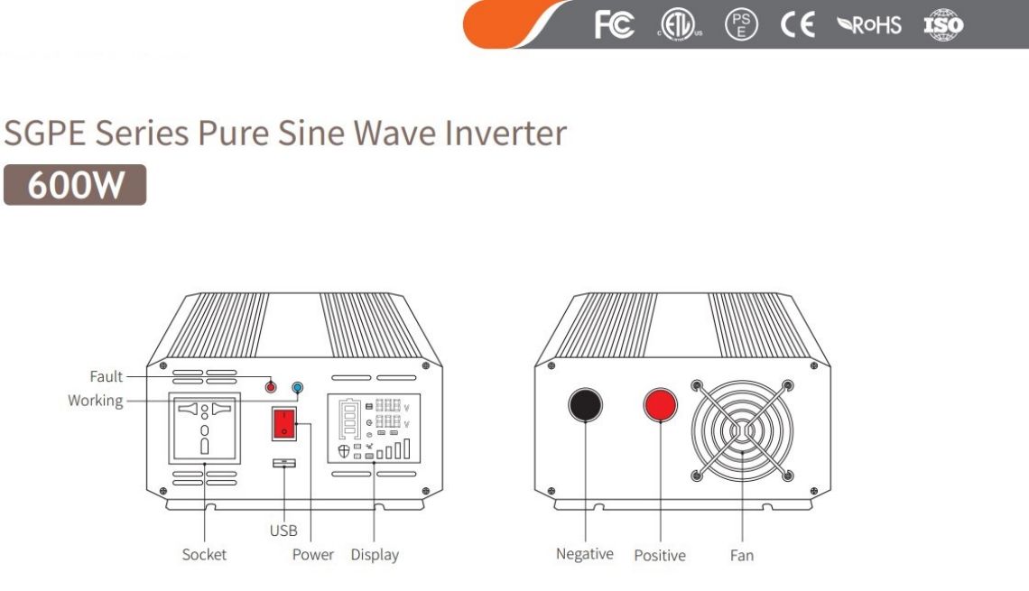 Pure sine wave inverter with charger Intelligent DC/AC power inverter