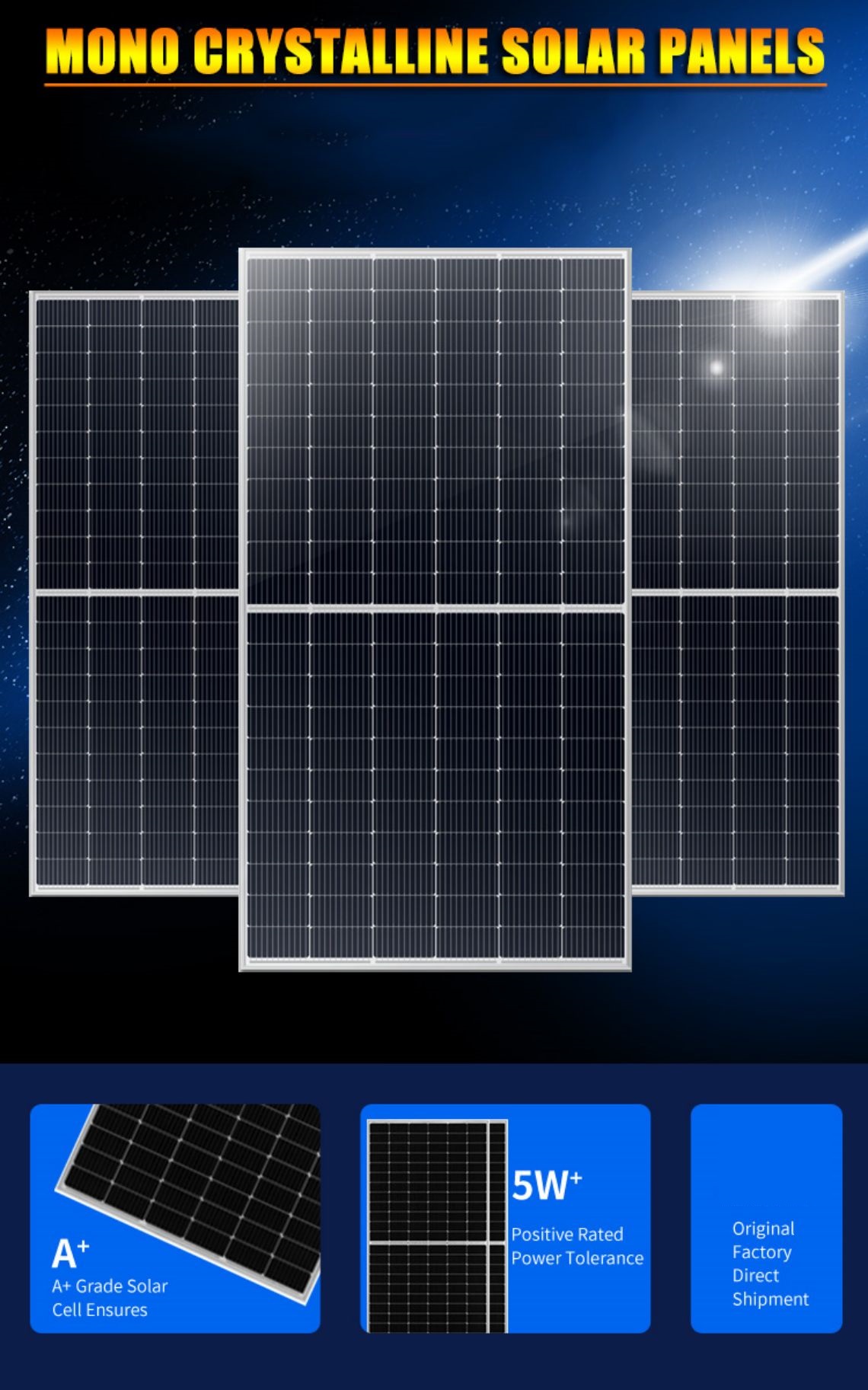 Monocrystalline silicon solar panels