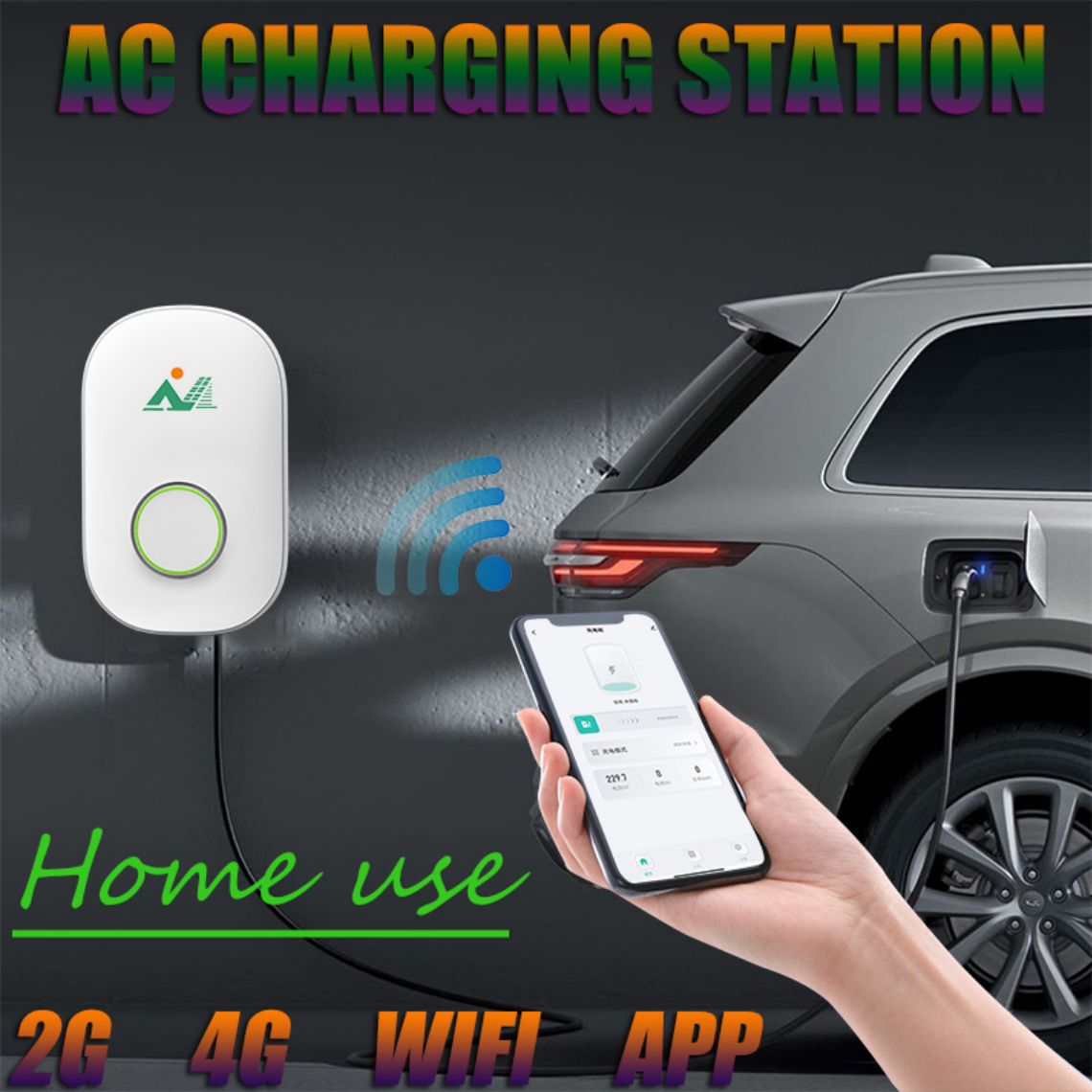 Wall mounted standing home use EV AC charging station AC charging pile