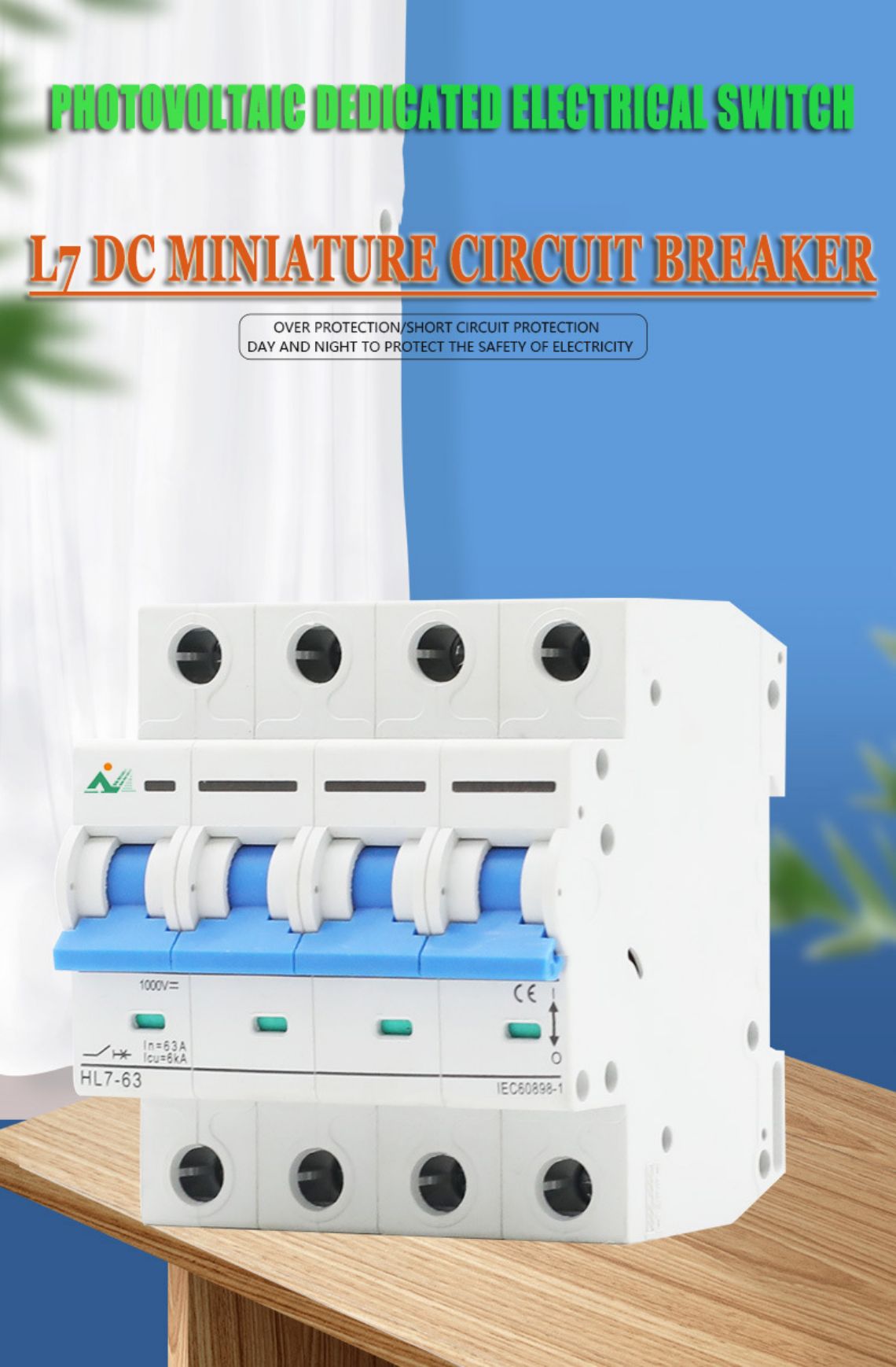 New ZL7 12-1200VDC 1-4P 1-125A Solar photovoltaic high breaking miniature DC circuit breaker