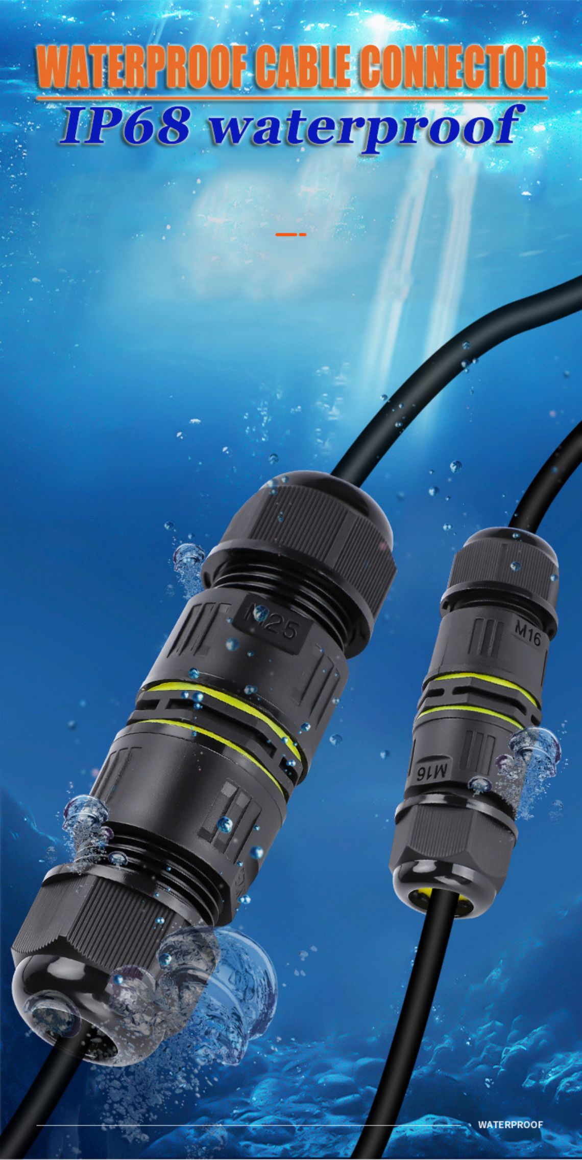 ip68 waterproof cable connector
